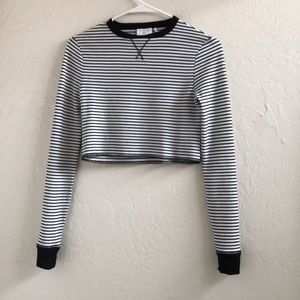 Urban outfitters stripped long sleeve crop top